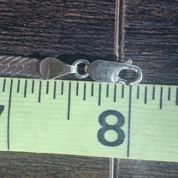 VTG Sterling Silver 925 Herringbone Chain Bracelet Lobster Clasp Size 8" Length - Picture 8 of 11